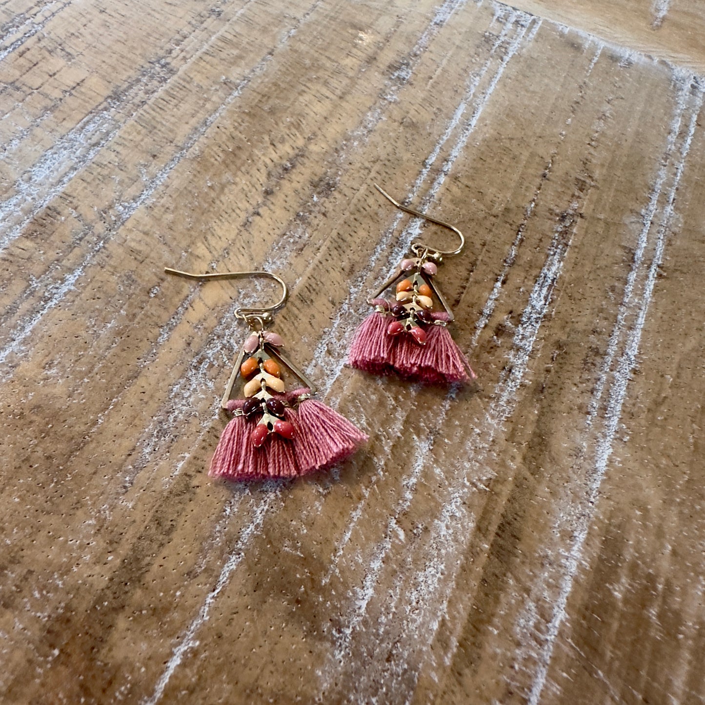 Boucles d’oreilles triangles roses